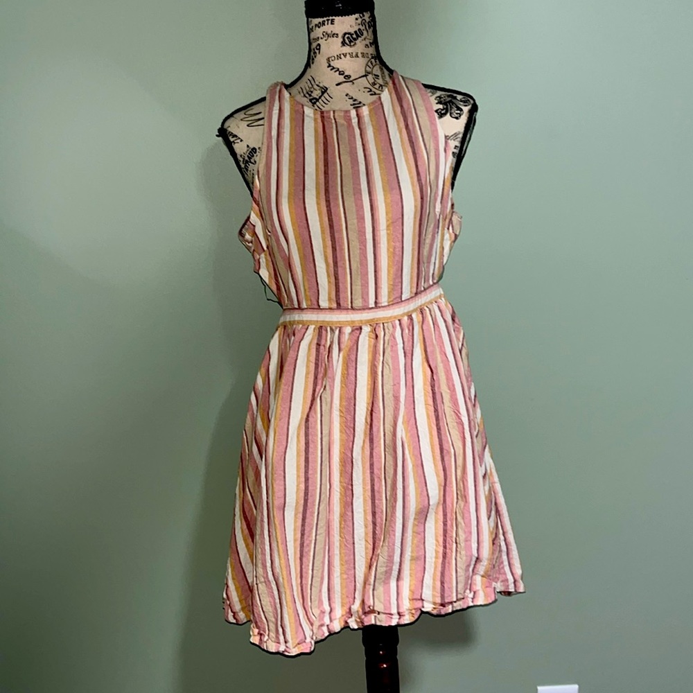 Stripped summer backless midi dress